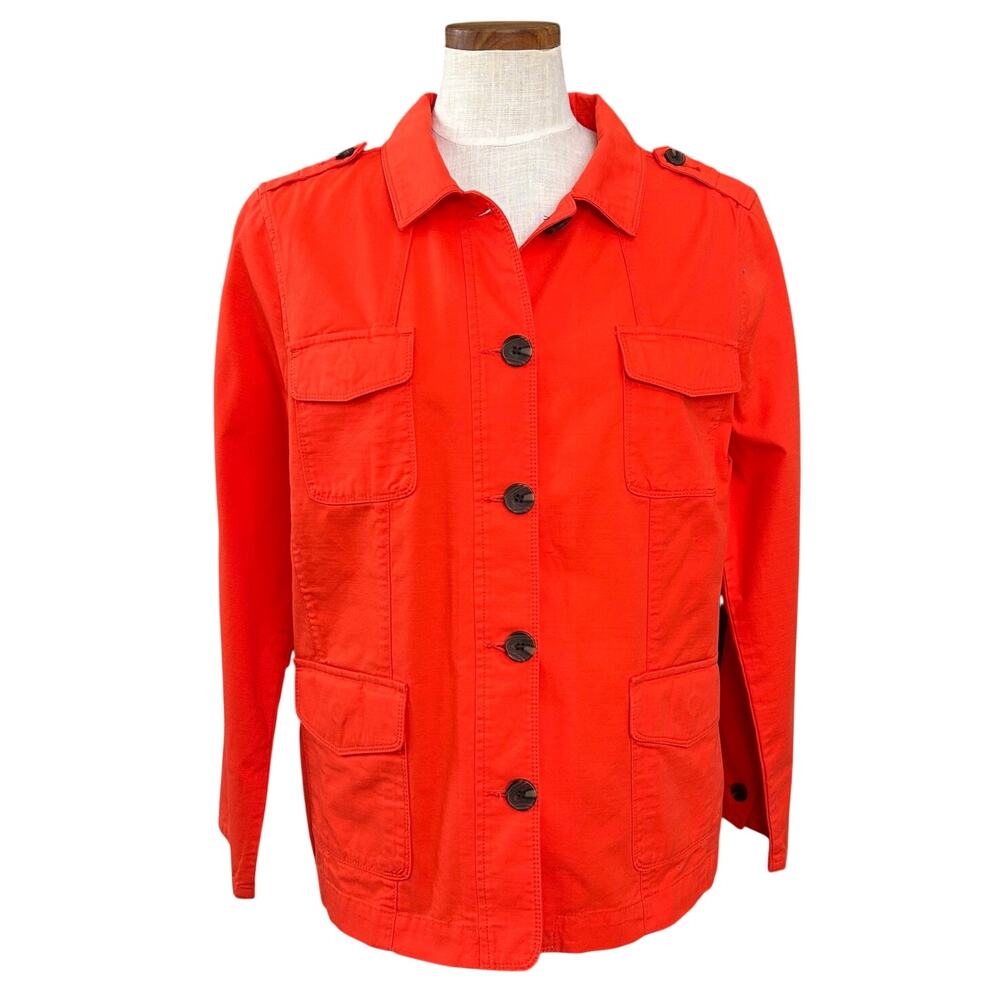 NWT Talbots Montauk Twill Utility Jacket Womens XL Petite Tomato Red Cotton